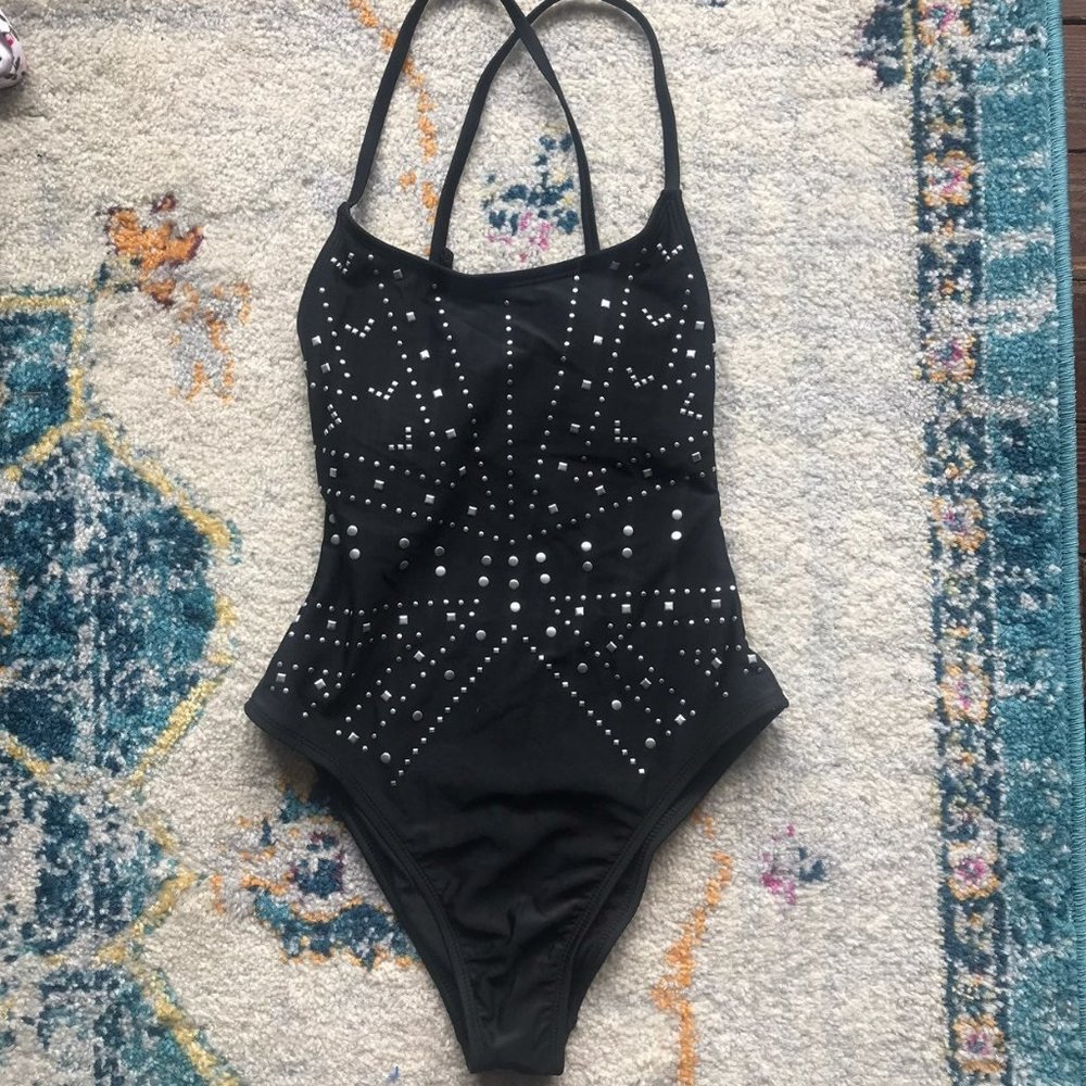 2/$35 Target black silver stud one piece strap  XS